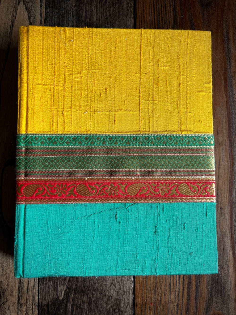 Handcrafted Artisan photo album scrapbook sketchbook fabric-covered vibrant art